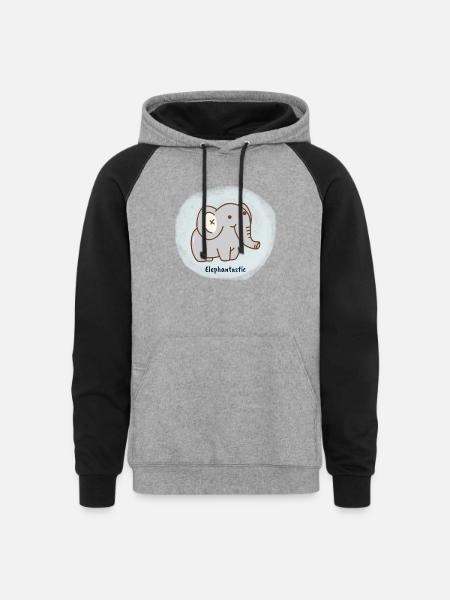 Elephantastic Fantastic Cute Elephant - Unisex Colorblock Hoodie - heather gray/black