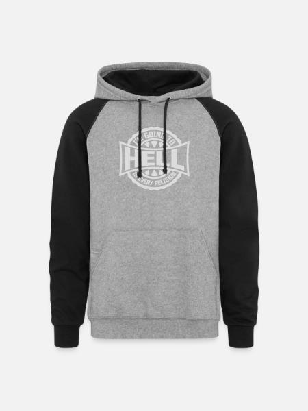 im going to hell - Unisex Colorblock Hoodie - heather gray/black