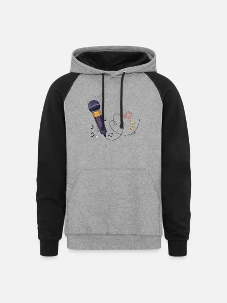 Microphone Music - Unisex Colorblock Hoodie - heather gray/black