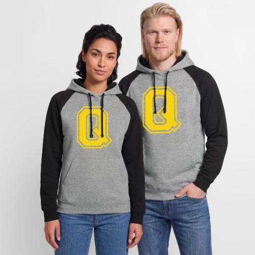 Letter Q – Capital Athletic Alphabet Monogram - Unisex Colorblock Hoodie