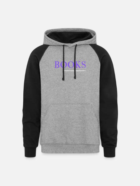 books are precious - Unisex Colorblock Hoodie - heather gray/black