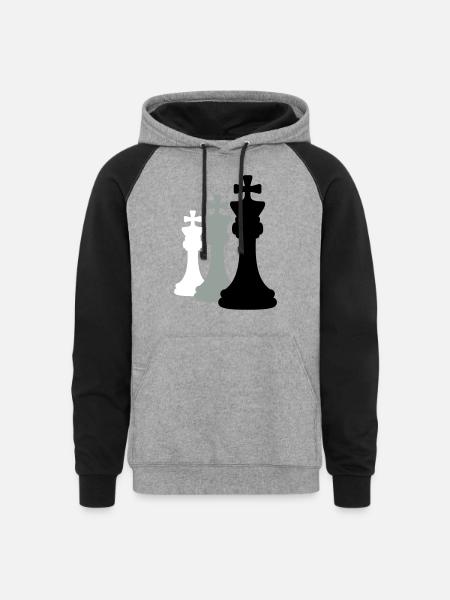 3 chess kings - Unisex Colorblock Hoodie - heather gray/black