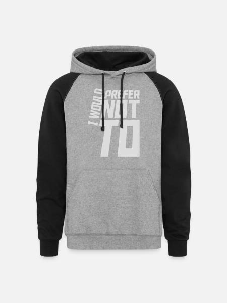 I prefer not to - Unisex Colorblock Hoodie - heather gray/black