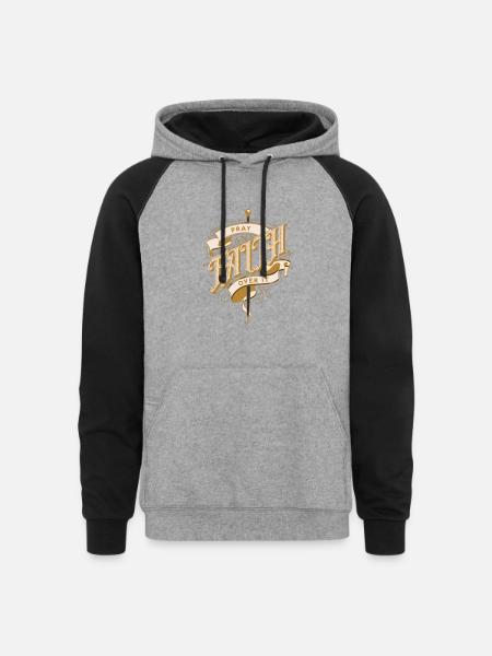 Faith: Pray over it. - Unisex Colorblock Hoodie - heather gray/black