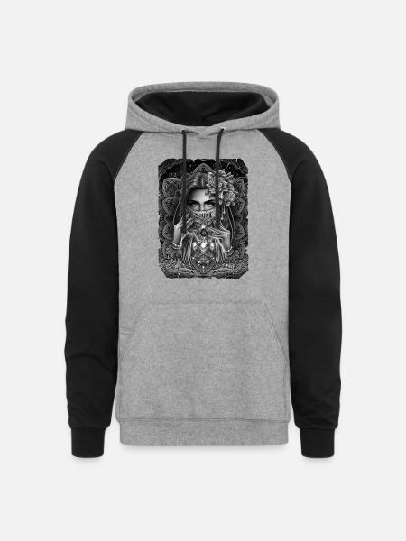 Sinner skull mask - Unisex Colorblock Hoodie - heather gray/black