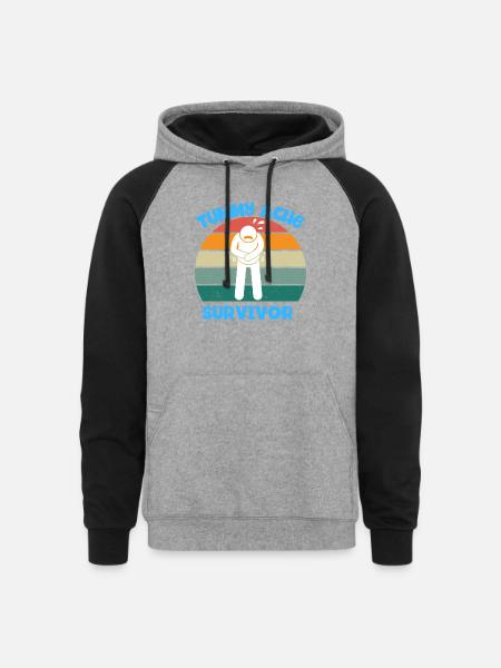 Tummy Ache Survivor - Unisex Colorblock Hoodie - heather gray/black