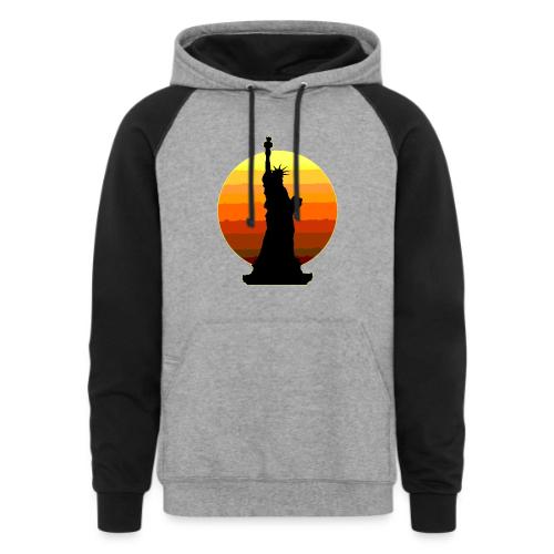 USA: Golden Horizon Liberty - Unisex Colorblock Hoodie