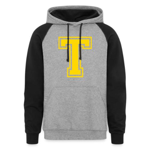 Letter T – Capital Athletic Alphabet Monogram - Unisex Colorblock Hoodie