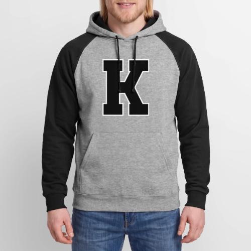 Varsity Letter K Collegiate Font Design - Unisex Colorblock Hoodie