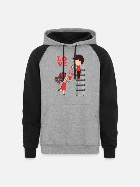 LOVE Collection - Unisex Colorblock Hoodie - heather gray/black