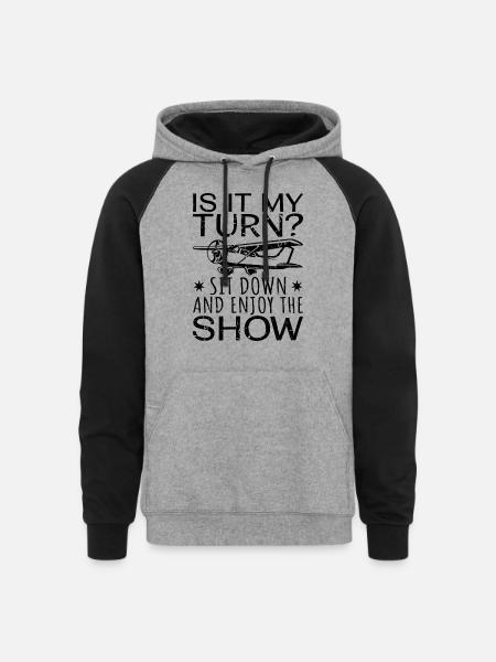 Model Airplane Flying - Unisex Colorblock Hoodie - heather gray/black