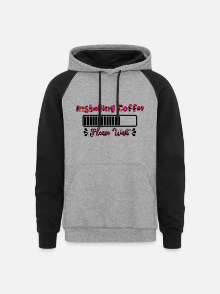 Installing Coffee - Unisex Colorblock Hoodie - heather gray/black