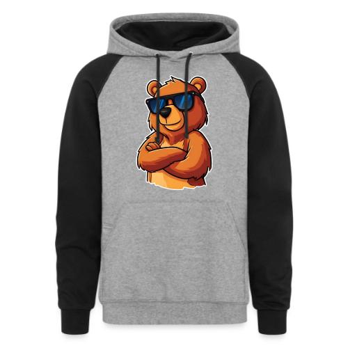 Cool Bear Sunglasses Cartoon Design - Unisex Colorblock Hoodie