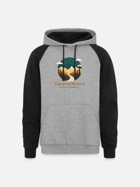 Camping Mastery Survival Symphony - Unisex Colorblock Hoodie - heather gray/black