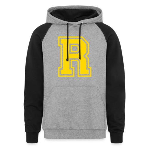 Letter R – Capital Athletic Alphabet Monogram - Unisex Colorblock Hoodie