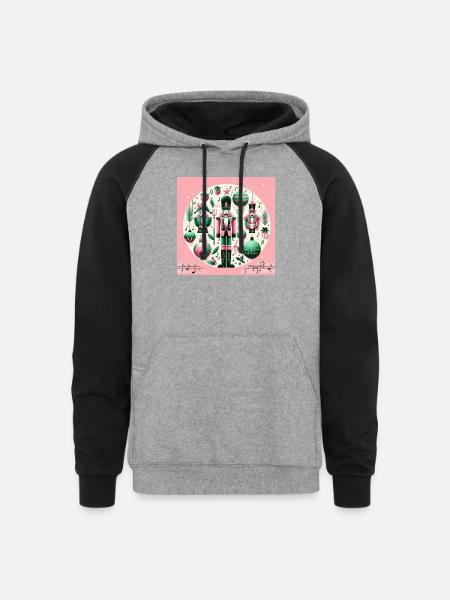 Pastel Nutcracker Holiday Medley - Unisex Colorblock Hoodie - heather gray/black