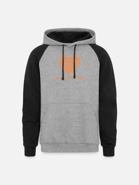 Fingerprint Heart Custom Design - Unisex Colorblock Hoodie - heather gray/black