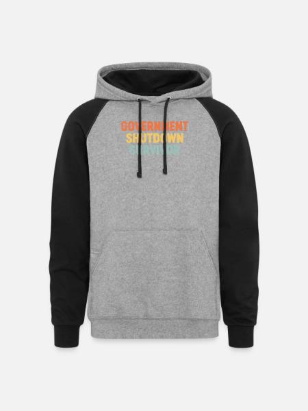 Government Shutdown Survivor - Unisex Colorblock Hoodie - heather gray/black