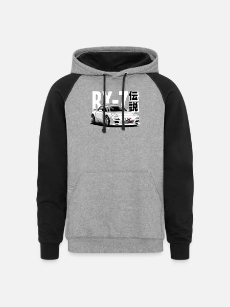 JDM Galaxy RX-7 Legend - Unisex Colorblock Hoodie - heather gray/black