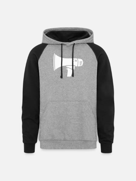 Megaphone Protest Internet Shout - Unisex Colorblock Hoodie - heather gray/black