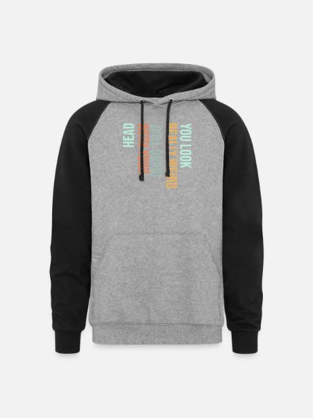 Vertical Gradient Word Art - Unisex Colorblock Hoodie - heather gray/black