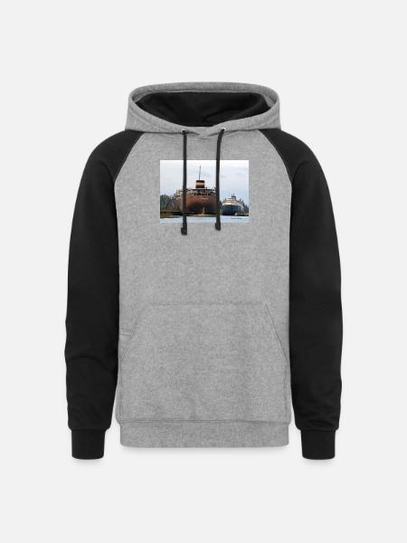 Sherwin and Arthur - Unisex Colorblock Hoodie - heather gray/black