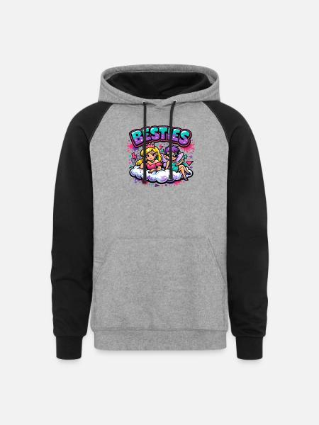 Besties Cloud Duo - Unisex Colorblock Hoodie - heather gray/black