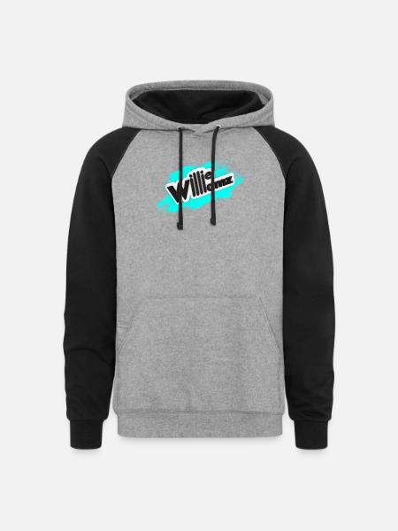 Willieamz Neon Splash Logo Tee - Unisex Colorblock Hoodie - heather gray/black