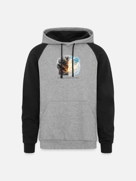 Fire and Sky Dichotomy - Unisex Colorblock Hoodie - heather gray/black