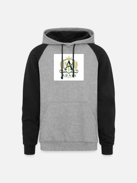Arain Pride - Premium Punjabi Heritage Graphic - Unisex Colorblock Hoodie - heather gray/black