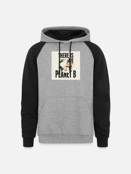 There Is No Planet B - Unisex Colorblock Hoodie - heather gray/black