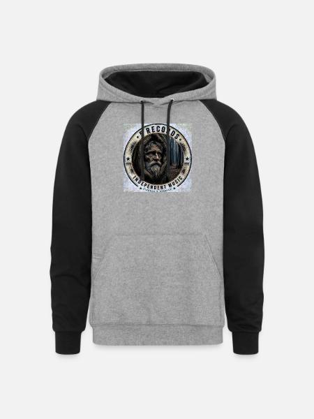 Forest Hermit Indie Badge - Unisex Colorblock Hoodie - heather gray/black