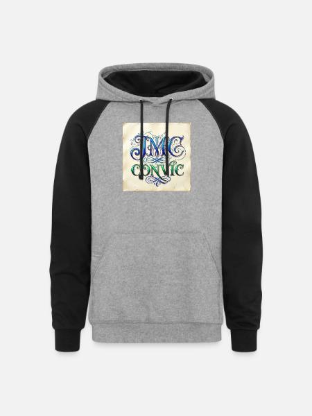 IMC Convic Monogram Flourish - Unisex Colorblock Hoodie - heather gray/black
