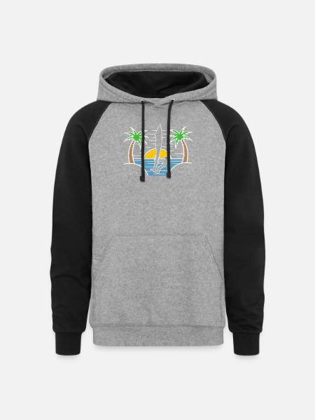 Beach Water Sports Windsurfing - Unisex Colorblock Hoodie - heather gray/black