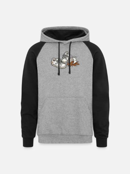Coffee Spill Sneakers - Unisex Colorblock Hoodie - heather gray/black