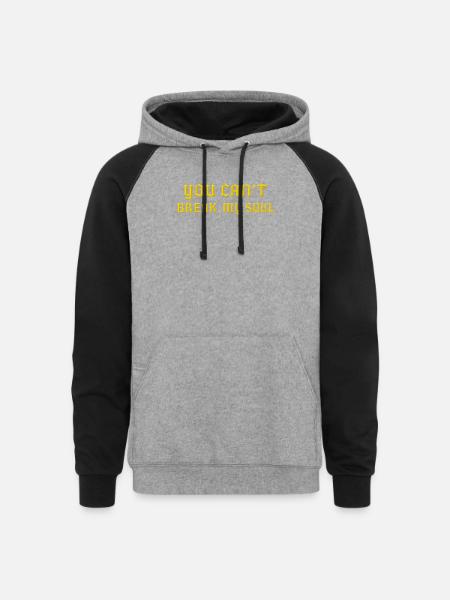 Unbreakable Soul in Gold - Unisex Colorblock Hoodie - heather gray/black