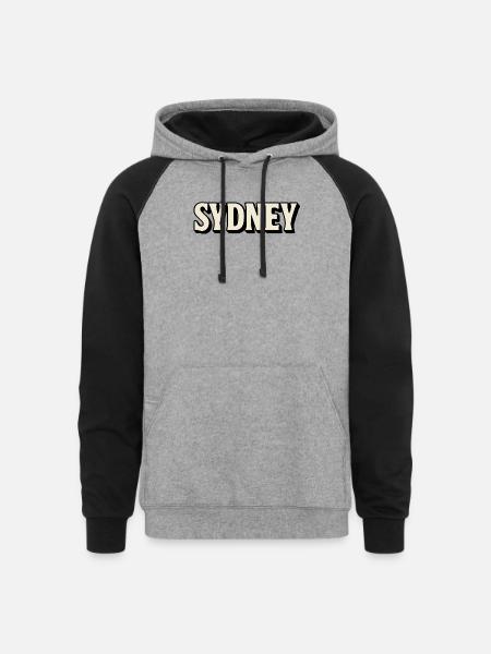 Sydney Retro Bold Lettering - Unisex Colorblock Hoodie - heather gray/black