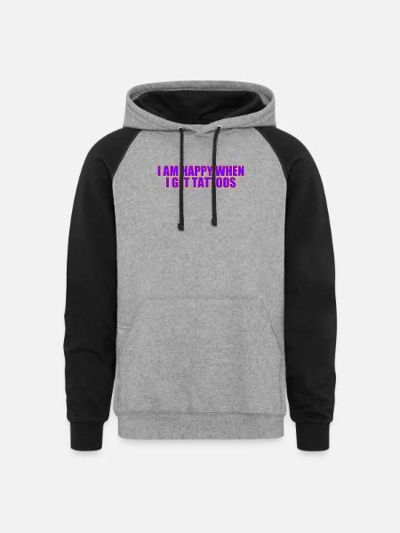 Tattoo Mood: Happy Ink Vibes - Unisex Colorblock Hoodie - heather gray/black