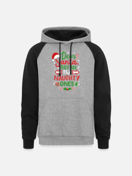 Santa Christmas Naughty Ones - Unisex Colorblock Hoodie - heather gray/black