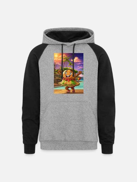 A cartoon of dancing - Unisex Colorblock Hoodie - heather gray/black