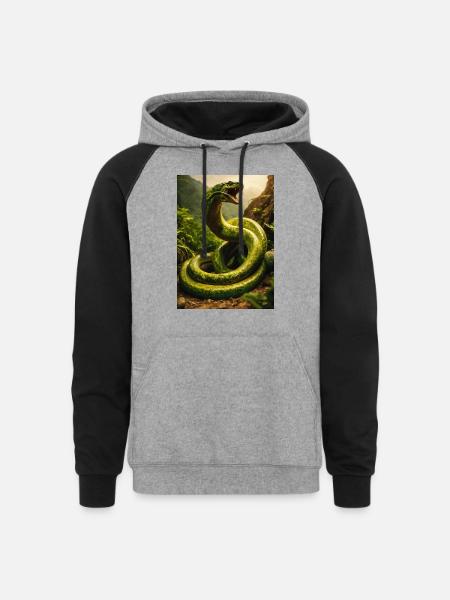 Titanoboa: prehistoric predator. - Unisex Colorblock Hoodie - heather gray/black