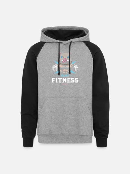 Crunch Time Fitted - Unisex Colorblock Hoodie - heather gray/black