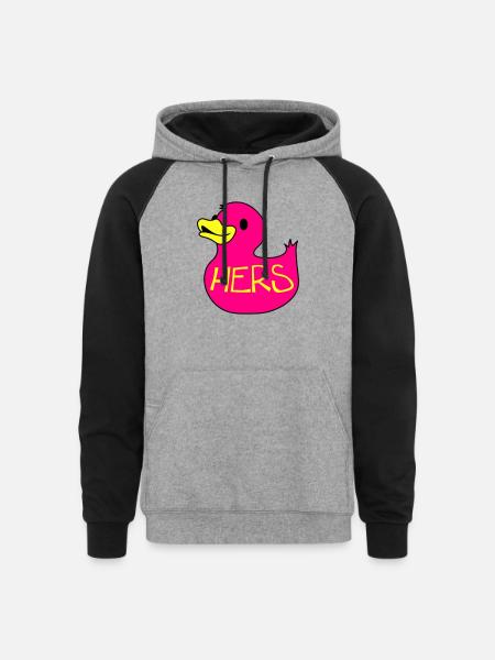 rubber duckie hers - Unisex Colorblock Hoodie - heather gray/black