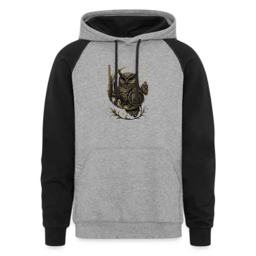 Moon Warrior Owl – Celestial Strength Tee - Unisex Colorblock Hoodie