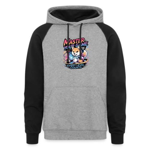 Cute Gamer Shiba Inu Level Up - Unisex Colorblock Hoodie