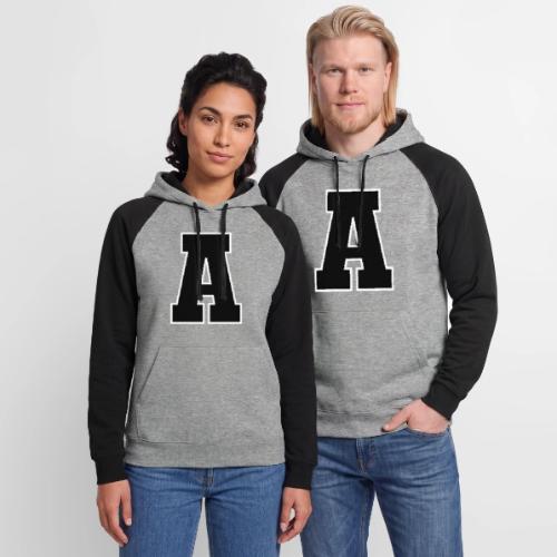 Varsity Letter A Athletic Monogram Design - Unisex Colorblock Hoodie