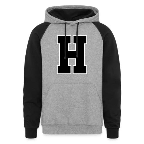 Varsity Letter H Athletic Font Design - Unisex Colorblock Hoodie