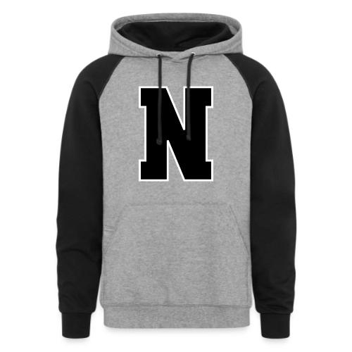 Varsity Letter N Athletic Font Graphic - Unisex Colorblock Hoodie