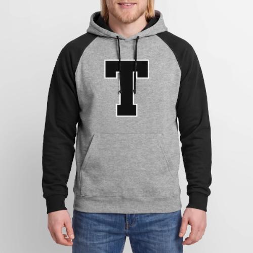 Varsity Letter T Athletic Font Design - Unisex Colorblock Hoodie