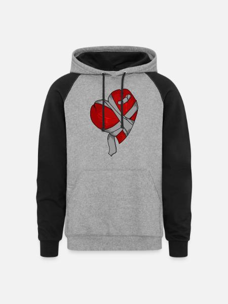 Broken Heart - Unisex Colorblock Hoodie - heather gray/black